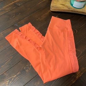 Orange lululemon leggings - mesh side panel